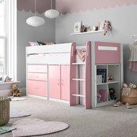 Bedmaster Lacy Storage Mid Sleeper Bed & Pocket Mattress in Pink | Size: Single