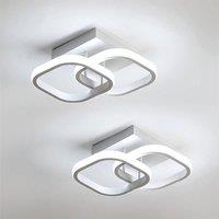 COMELY Set of 2 Modern LED Ceiling Lights, 24W Square White Ceiling Lights