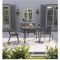 Living and Home 2-Person Garden Round Bistro Dining Table Set in Black