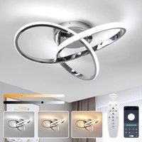 Pheashine Modern LED Ceiling Light, Dimmable 3000K-6000K, 40cm, Indoor Use in Silver