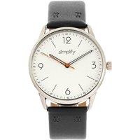 Simplify The 6300 Leather-Band Watch in White
