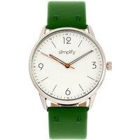 Simplify The 6300 Leather-Band Watch in Olive