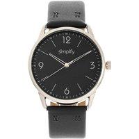 Simplify The 6300 Leather-Band Watch in Black