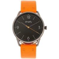 Simplify The 6300 Leather-Band Watch in Orange