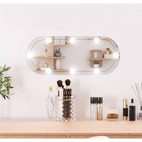 Berkfield Home Wall Mirror with LED Lights 20x50 cm Glass Oval in Silver