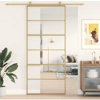 Berkfield Home Sliding Door Gold 90x205 cm Clear ESG Glass & Aluminium