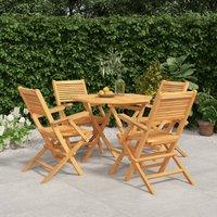 Berkfield Home 5 Piece Garden Dining Set Solid Wood Teak in Brown
