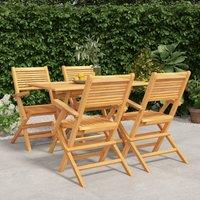 Berkfield Home 5 Piece Garden Dining Set Solid Wood Teak in Brown