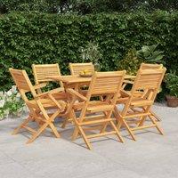 Berkfield Home 7 Piece Garden Dining Set Solid Wood Teak in Brown