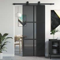 Berkfield Home Sliding Door Black 90x205 cm Tempered Glass & Aluminium