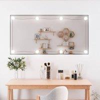 Berkfield Home Wall Mirror with LED Lights 50x100 cm Glass Rectangle in Silver