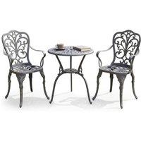 Centurion Supports BANGUI Garden & Patio Table & 2 Chairs Cast Aluminium Bistro Set in Grey
