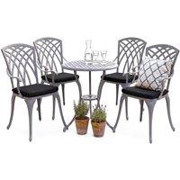 Centurion Supports OSHOWA Outdoor Garden Table & 4 Chairs Bistro Set - Black Cushions in Grey