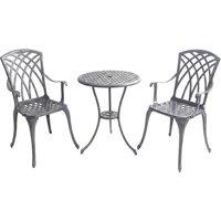 Centurion Supports OSHOWA Garden & Patio Table & 2 Chairs Aluminium Bistro Set in Grey