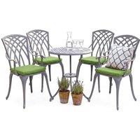 Centurion Supports OSHOWA Table & 4 Chairs Outdoor Garden Bistro Set - Green Cushions in Grey