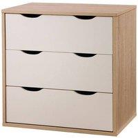Timber Art Design Alton 3 Drawer Bedroom Cabinet Bedside Chest Of Drawers in Light Oak