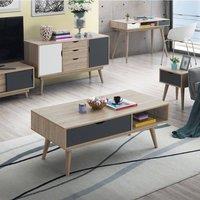 Timber Art Design Alford Scandinavian Low Coffee Table Living Room Sonoma Oak & Grey in Light Oak