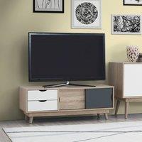 Timber Art Design Alford Scandinavian TV Unit Stand 120cm Media Cabinet +2 Drawers