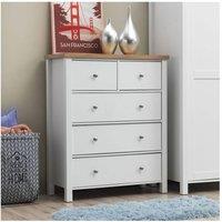 Timber Art Design Astbury 3+2 5 Drawer Bedroom Cabinet Chest of Drawers White & Oak