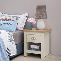 Timber Art Design Lisbon 1 Drawer Bedside Cabinet Bedroom Furniture Nightstand Table in Cream