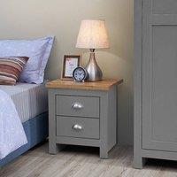Timber Art Design Lisbon 2 Drawer Bedside Cabinet Bedroom Furniture Nightstand Table in Light Grey