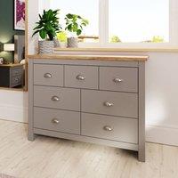 Timber Art Design Lisbon 7 Drawer Bedroom Chest of Drawers Storage Cabinet in Light Grey