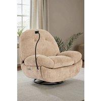 More4Homes Phoenix Electric Recliner Voice Control Swivel Rock Teddy Boucle Chair in Medium Beige