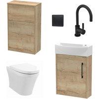 Balterley Cloakroom Suite Left Hand Vanity WC Toilet Tap Set 440mm - Oak Black in Grey