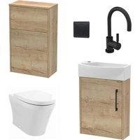 Balterley Cloakroom Suite Right Hand Vanity WC Toilet Tap Set 440mm - Oak Black in Grey