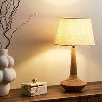 Wyld and Coco Mango Wood Table Lamp Dark Brown Base with Beige Linen Shade 54 cm