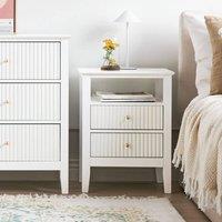 Wyld and Coco Luxe 2 Drawer Wall Mounted Bedside Table White Wood Gold Handles