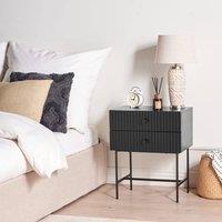Wyld and Coco 2-Drawer Bedside Table - Black MDF