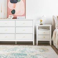 Wyld and Coco 6-Drawer Chest White MDF with Gold Handles
