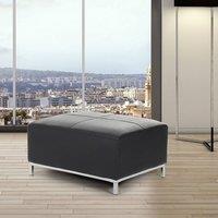 Wyld and Coco Luxor Black Genuine Leather Rectangular Ottoman Footstool