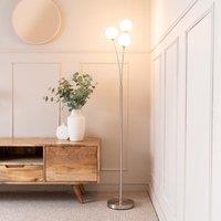 ValueLights Velika 3 Arm Opaque Globe Floor Lamp Light with LED Bulbs in Silver