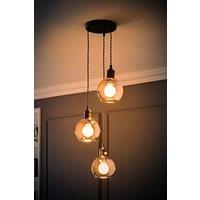 ValueLights Bellamy Smoked Glass 3 Drop Black Ceiling Pendant Light & Bulbs in Grey