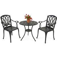 Centurion Supports POSITANO Garden & Patio Table & 2 Chairs Aluminium Bistro Set in Black