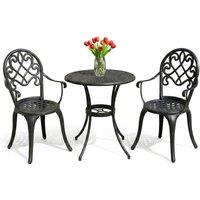 Centurion Supports PREGO Garden & Patio 2 Large Chairs & Table Aluminium Bistro Set Black
