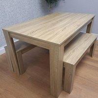 KOSY KOALA Dining Table & 2 Benches Oak Effect Table With 2 Benches Furniture in Brown