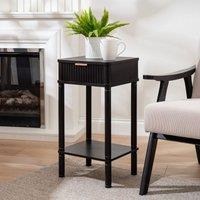 Scottish Everlastings Ltd Black Side Table with Ribbed Drawer
