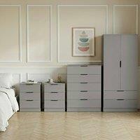 HD Designs Trega 3Pc Bedroom Set(3Dr Bedsidex2, 5Dr Chest, Wardrobe) in Grey