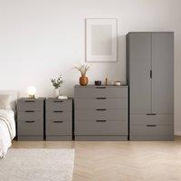 Home Discount Vida Designs Trega 4Pc Bedroom Set(3Dr Bedsidex2, 4Dr Chest, Wardrobe) in Grey