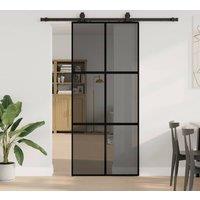 Berkfield Home Sliding Door with Hardware Set Black 90x205 cm Tempered Glass