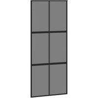 Berkfield Home Sliding Door Black 90x205 cm Tempered Glass & Aluminium