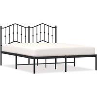 Berkfield Home Metal Bed Frame with Headboard Black 135x190 cm Double