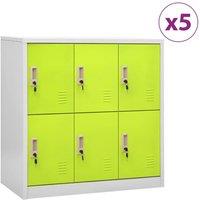 Berkfield Home Locker Cabinets 5 pcs Light Grey & Green 90x45x92.5 cm Steel