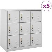 Berkfield Home Locker Cabinets 5 pcs Light Grey 90x45x92.5 cm Steel