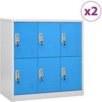 Berkfield Home Locker Cabinets 2 pcs Light Grey & Blue 90x45x92.5 cm Steel