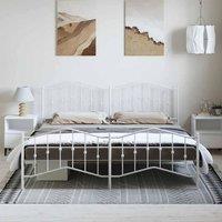 Berkfield Home Metal Bed Frame with Headboard & Footboard White 193x203 cm