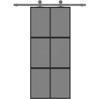 Berkfield Home Sliding Door Black 90x205 cm Tempered Glass & Aluminium